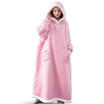 New 120/150cm Winter Thick Blanket Extra Plush Hoodie Lengthened Large Pocket Imitation Cashmere Home Coat Fleece TV Blanket 1pc