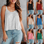 2026 Summer Fashion Women's Tanks Sexy Sequins Camisole Lady Casual Sliver Women's Strap Top Night club Streetwear Y2K Dress up