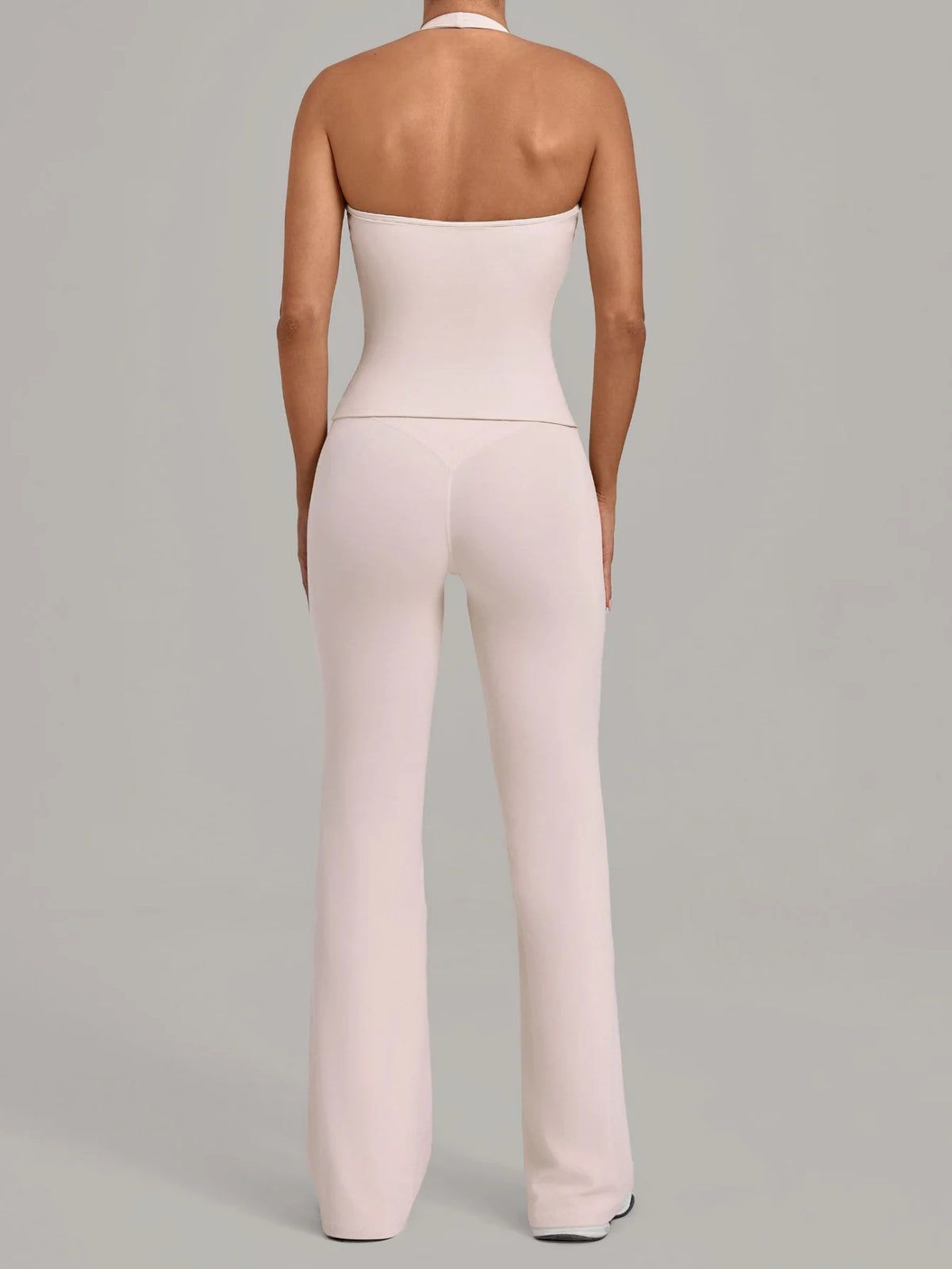 2PCS Yoga Suit Women Hanging Neck Slim Sports Tank Top Gym Tracksuit Outwear High Waist Leggings Workout Fitness Running Sets