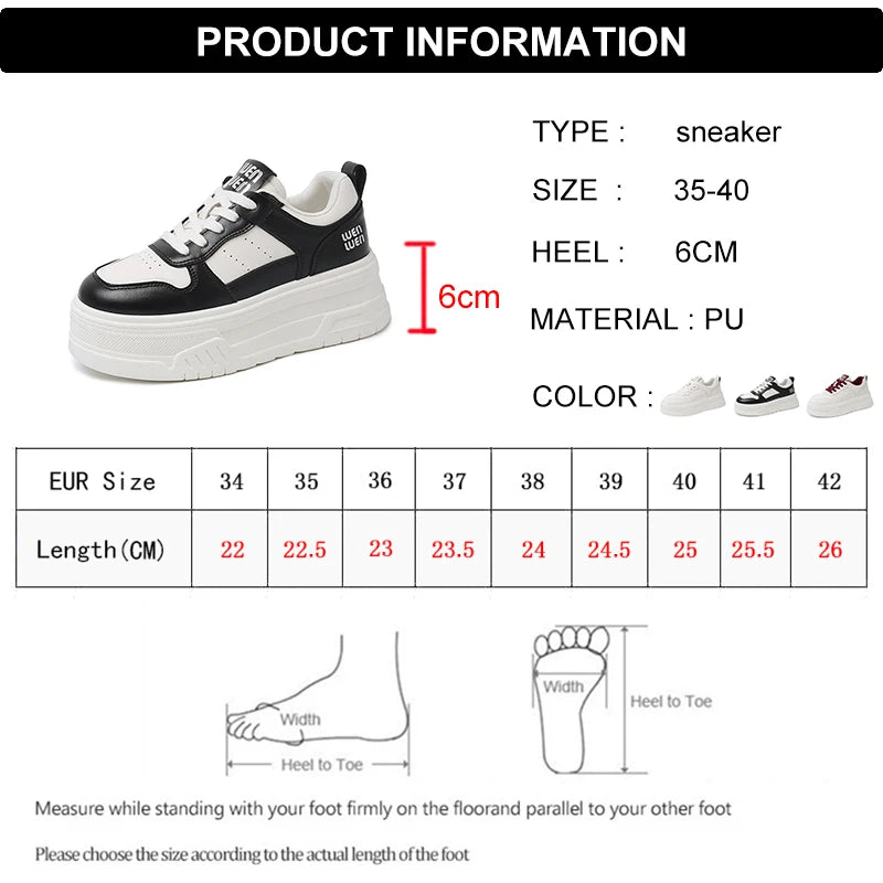 Pu Leather Thick Bottom Sneakers Women 2025 Breathable Platform Vulcanised Shoes Woman Womens All Match Lace Up Casual Sneakers