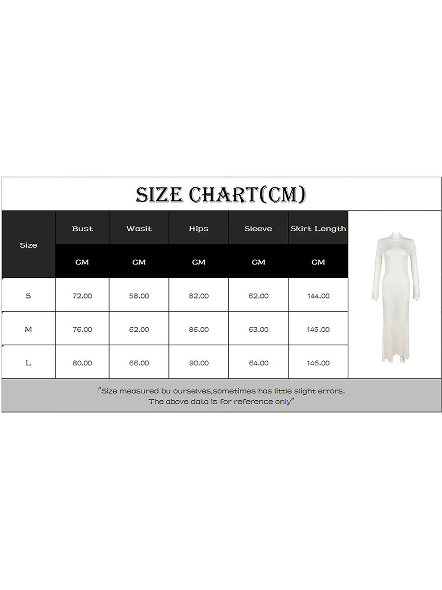 Women Knit Dress See Through Bikini Cover-ups Long Sleeve Crew Neck Backless Long Dresses Club Beach Sexy Swimwear Dresses
