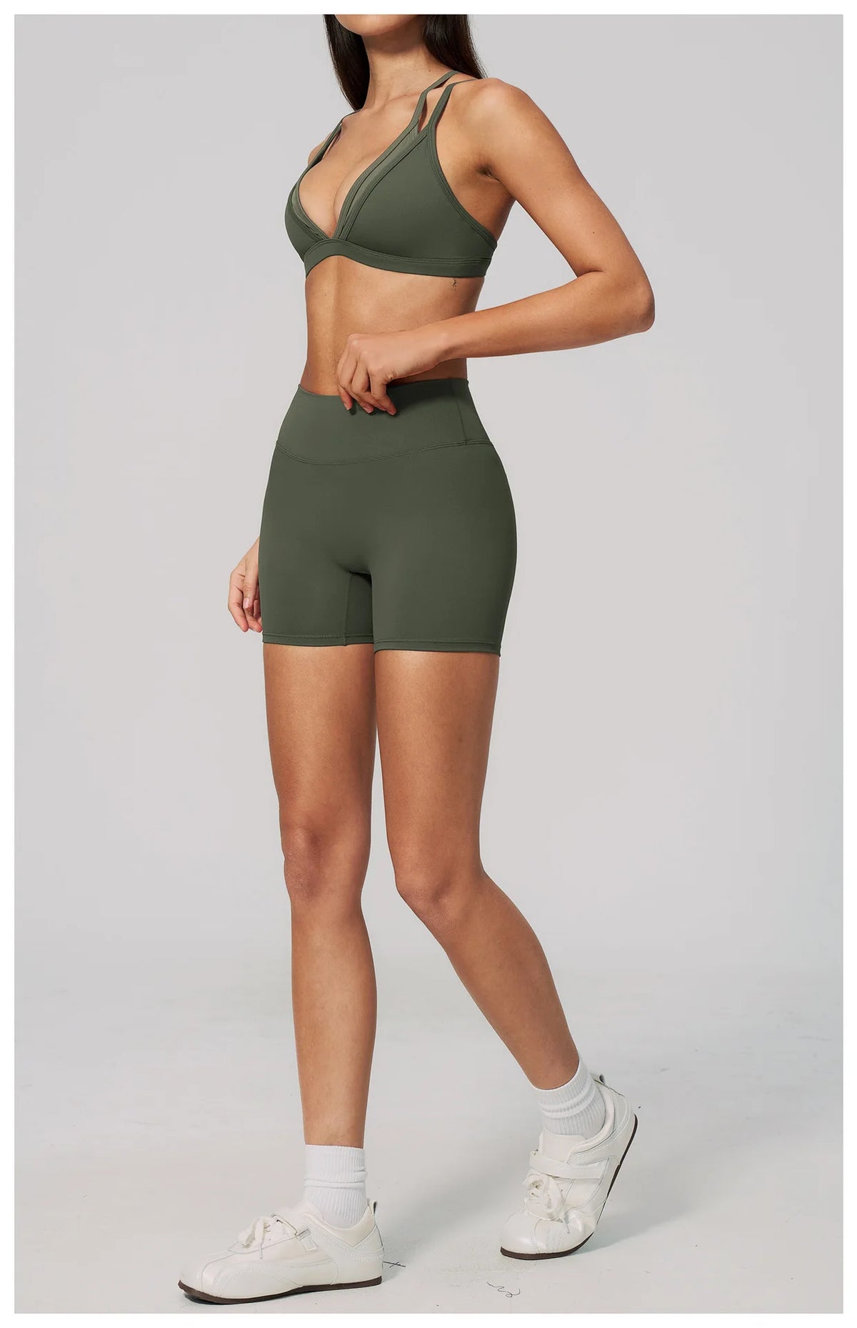 Women 2PCS Yoga Suit Double Strap Shockproof Sports Bra High Waist Tigh Short Fitness Suit Gym Running Leggings Tracksuits