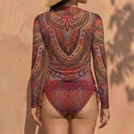 S - XXL Long Sleeve Flower Printed Bikini Female Swimsuit Women Swimwear Two-pieces Bikini set Bather Bathing Suit Swim V8062