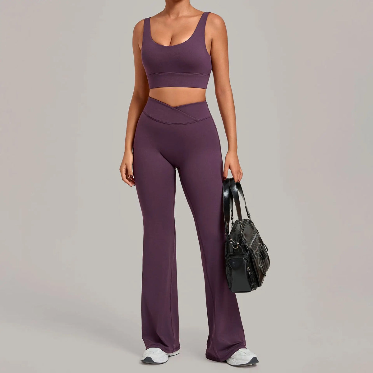 Women's Seamless Yoga Sets Sports Fitness Hip-lifting High Waist Flared Pants Backless Bra Suits Training WorkoutLeggings Sets