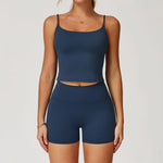 Yoga Shorts Set Women Sports Tank Top with Tight Fitting High Waist Pants Fitness Suit Summer Running Exercise Workout Clothes