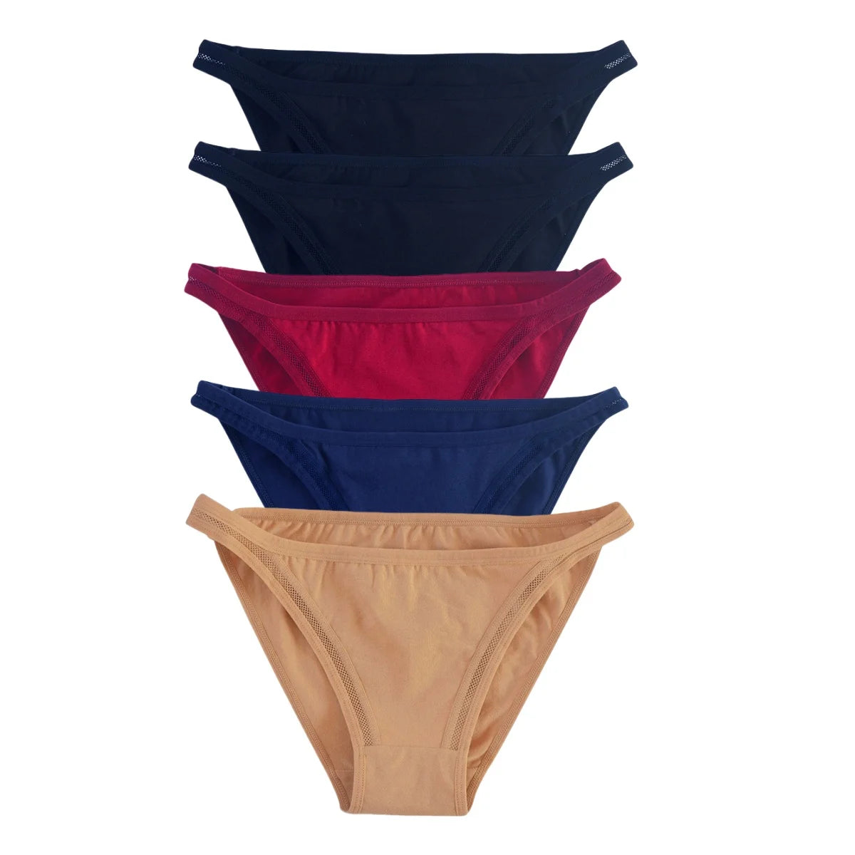 5Pcs/Set Cotton Panties Women Low Rise Briefs Solid Color Underwear Comfort Breathable Underpants M-XL Sexy Lingerie