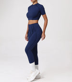 2PCS Yoga Suit Sports Set Women Quick-Drying Gym Set Women Tracksuit Running Workout Long Sleeve Sports Shirt Yoga Clothing