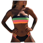 Bikini Swimwear Push-Up Bikinis Sets Colored Stripes Women Bra Padded Beachwear Bathing Suit New 2 Piece Swimsuit 2025 Biquini