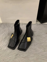 Designer Vintage Women Ankle Boots Fashion Square Toe Shoes Spring Autumn Flats Ladies Short Booties 2025