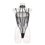 Toucheart Erotic Bodysuit Net Clothes Halter Lace See-through Skinny Backless Sissy Premium HotSeductive Women Coquette Bodysuit