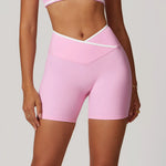 Women Gym Shorts Fitness Sports Biker Shorts V Waist Band Yoga Shorts Workout Tights Scrunch Butt Seamless Leggings Woman Pants