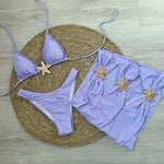 Sexy starfish 3 Pieces Bikinis 2025 Swimsuit For Women Black Swimwear Brazilian Bikini Set Biquini Female Swimuits Beachwear