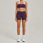 Women's Seamless Yoga Sets Sports Gym Fitness High-Waist Hip Lifting Shorts Suits Training Running Workout Beautiful Back Sets