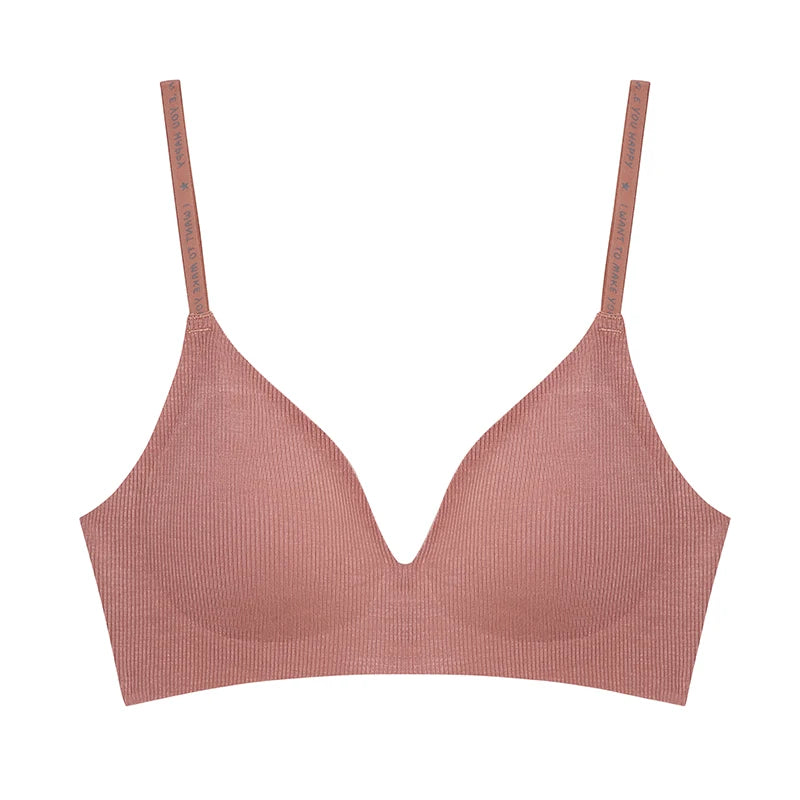Deep V Knitting Bra Women Wireless Bras Sexy Padded Bralette Ladies Comfortable Brassiere Female Soft Underwear 6 Colors 2023