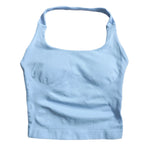 Gym Top Women Clothes Strappy Workout Tank Top Padded Sports Bra Backless Yoga Shirts Seamless Gym Crop Top Halter Fitness Vest