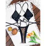 S - XL Leopard Extreme String Mini Micro Thong One Piece Swimsuit Women Swimwear Female Padded Bather Bathing Suit Swim K7067