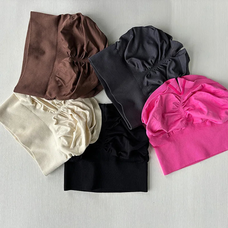 Women Seamless with Wrinkles Shorts Fitness Yoga Shorts High Waist Push Up Butt Gym Sexy High Elastic Trainning Slim Leggings