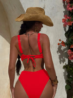 DEKA Sexy Ribbed One Piece Swimsuit Hollow Out Swimwear Women Female Deep V-neck Bathing Suit Beach Wear Push Up Monokini Swim