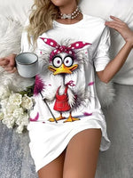 Women's Nightgown Casual Print Nightshirt Polka Dot Short Round-Neck Sleeve Loose Sleepwear Nightdress Summer Pajama