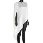 Trendix White Asymmetrical Cover Up For Women Fashion Ruffle Hem Loose Short Sleeve Shirts Casual Elegant Commuting Pullover Top