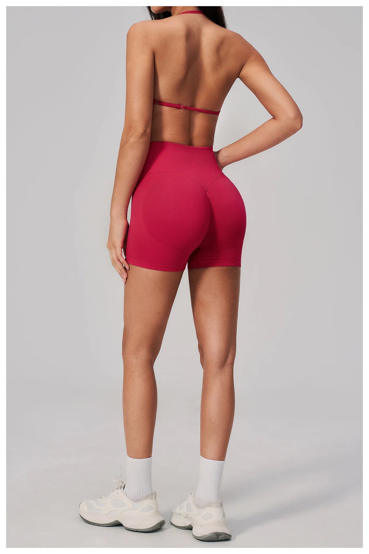 2 Pieces Seamless Yoga Sets Women Solid Color Sports Bra Tight Fitting Peach Buttocks Shorts Fitness Suit Gym Running Tracksuit