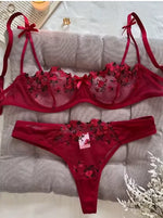 Erotic Embroidery Lace Babydoll Sensual Lingerie Lace 2024 Bra Set For Women Underwear Intimate Sexi Costumes Bra And Panty Set