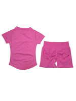 DFTLF Women 2PCS Seamless Yoga Suit Short Sleeve Top High Waist Shorts Quick Dry Breathable Gym Fitness Running Workout Sport