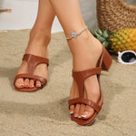 Women's high-heeled sandals,simple and fashionable, side cutout chunky heel sandals