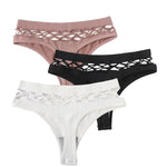 3Pcs/Set Sexy High Rise Panties Women Thongs Comfort G-String Underwear Sexy Lingerie Hollow Bottoms Female Underpants M-L