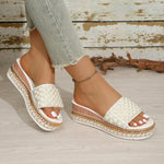 Shiny Crystal Pearl Platform Slippers Women Fashion Rivet Decor Wedge Sandals Woman Summer 2026 Non Slip Thick Sole