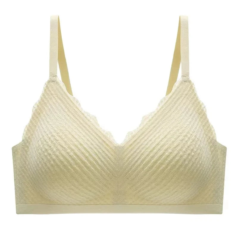 New Top Lace Seamless Women's Underwear Small Chest Gathered Non-slip No Steel Ring Sexy Sling Beautiful Back Bra Thin Section
