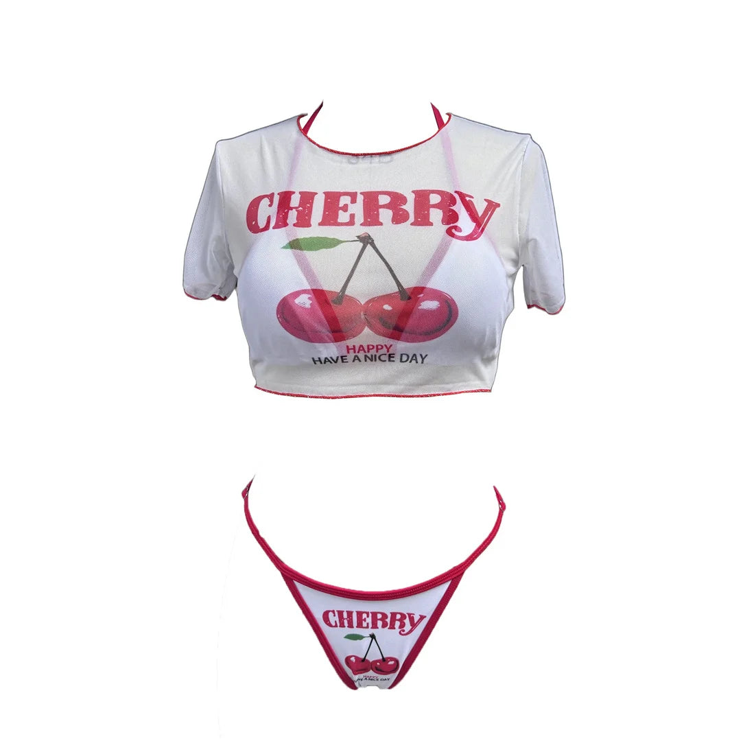S -XL 13 Color Printed Three-piece Bikini set Short Sleeve Bikini Female Swimsuit Women Swimwear Bather Bathing Suit Swim V6854G