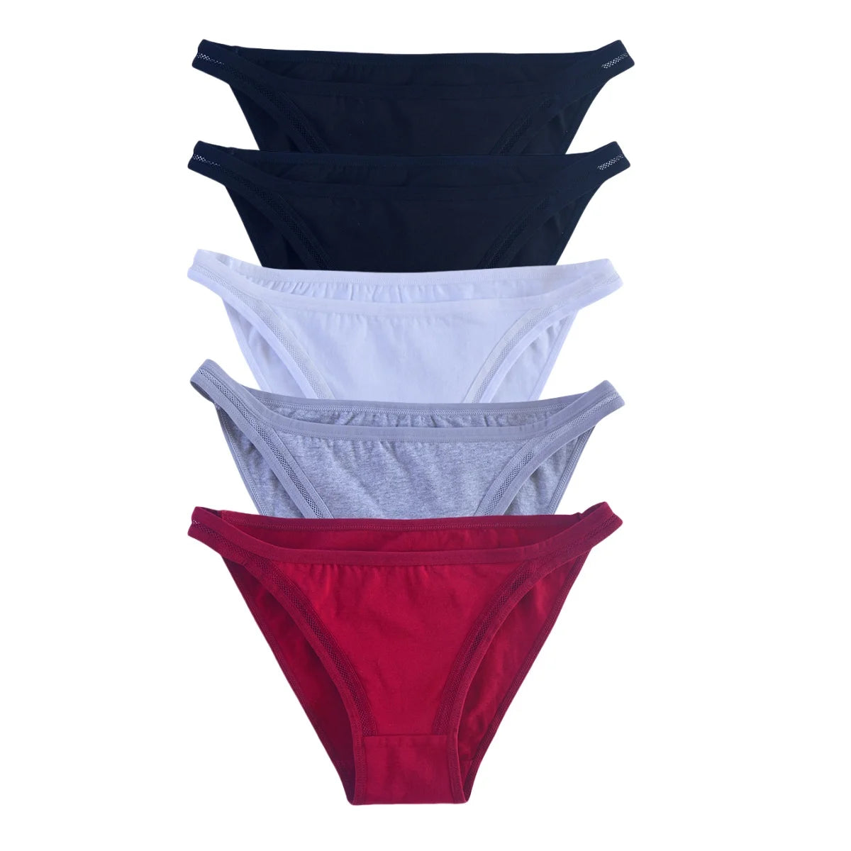 5Pcs/Set Cotton Panties Women Low Rise Briefs Solid Color Underwear Comfort Breathable Underpants M-XL Sexy Lingerie