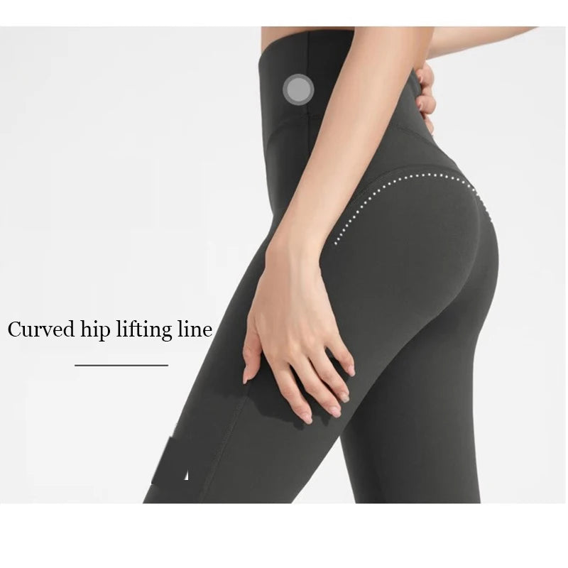 High-Waisted Flared Yoga Fitness Pants Women's Nude Sports Hip Lifting Fitness Trousers