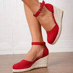 2025 Comfy Walk Big Size 43 Summer Bohemian Platform Espadrilles Sandals Women Ankle Strap Sandals High Heels Wedges Shoes Woman