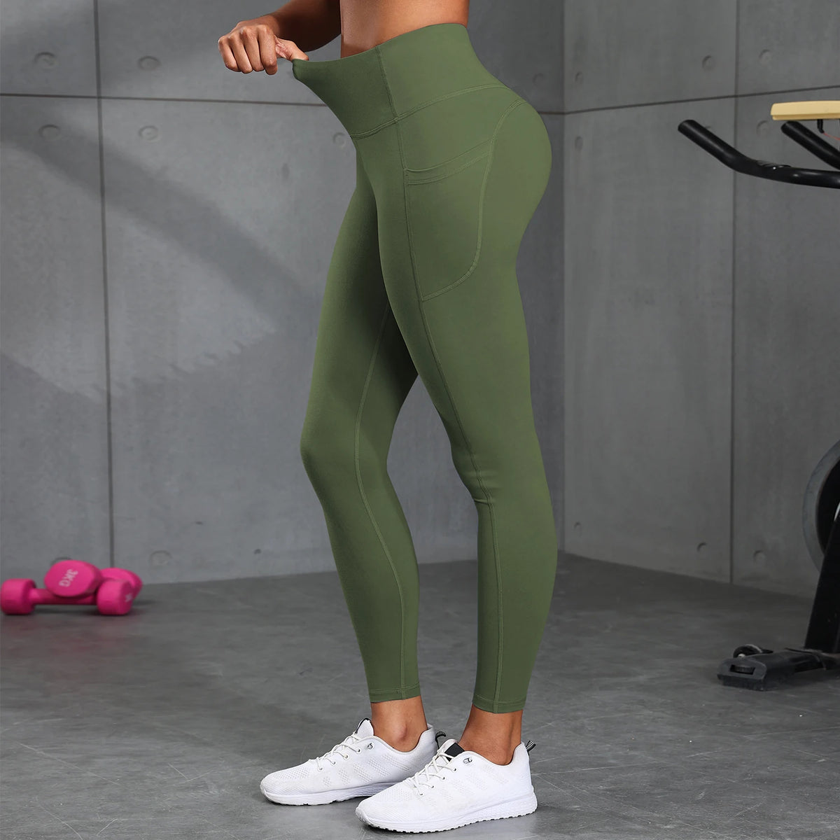 Women Fitness Lenggings With Side Pockets Female Full Length Leggings Running Pants Comfortable High Waist Yoga Pants