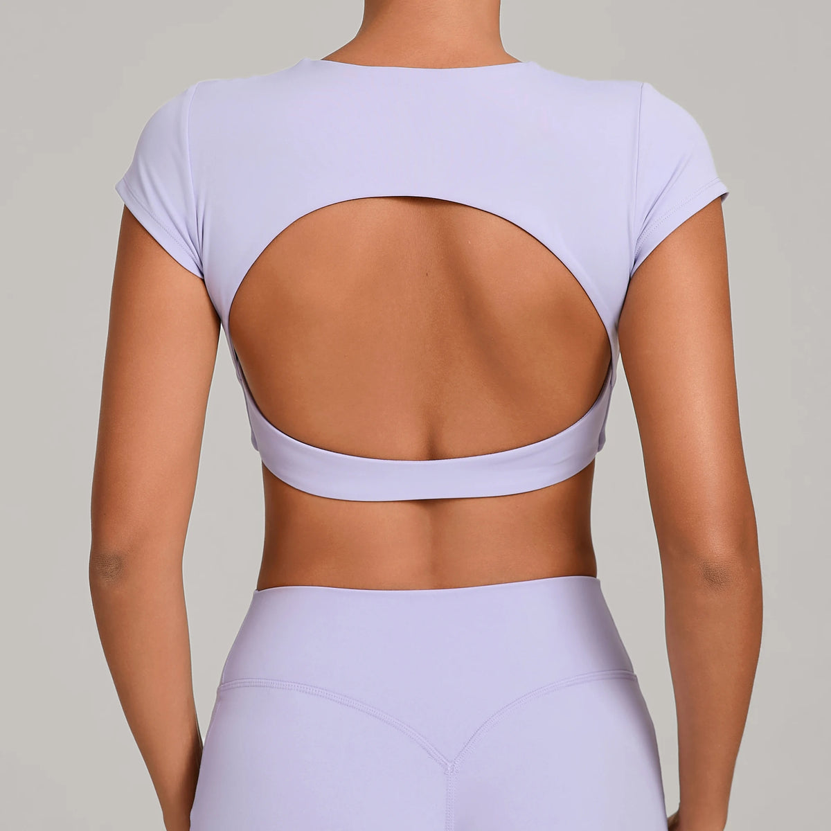 No Padded Women's Yoga T-shirt Short Sleeves Bra Backless Fitness Top Beautiful Back Gym Clothes Form-fitting Running Tee