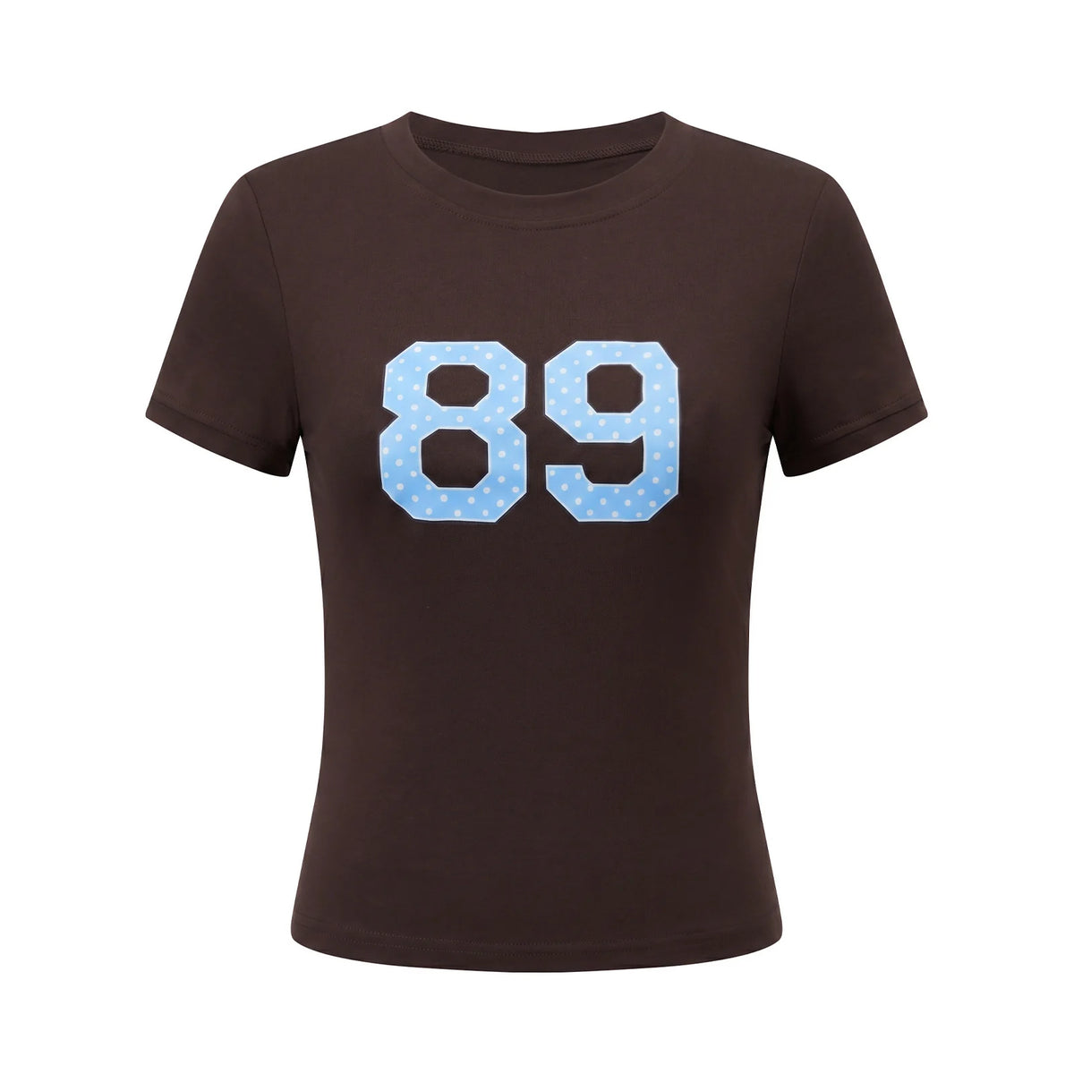 Summer Women Number Letter Print T-shirt Crew Neck Short Sleeve Slim Basic Tee Tops Fitness Sporty Casual Cropped Shirts