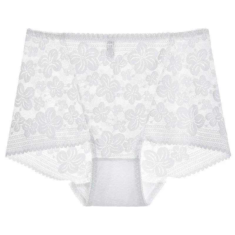 Seamless Lace High Waist Panties for Women Lingerie Sexy Flowers Embroidery Mesh Breathable Briefs Plus Size 3XL Underwear