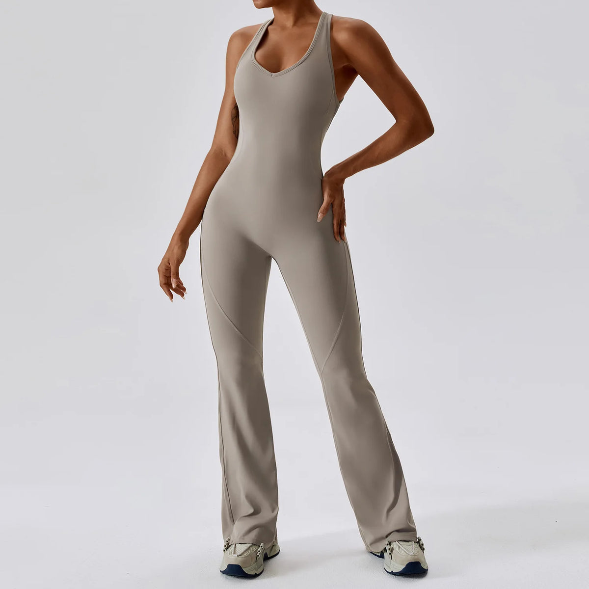Jumpsuit Fitting Yoga Suit Dance Women Bodysuit Workout Sports Fitness Set Hip Lifting Gym Running Breathable Vest Flared Pants