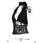 FDYOUI Woman Clothes Elegant Bandage Mesh Corset Tops 2026 Female Halter V-neck Lace-up Tank Top Black T-shirt Y2K Streetwear