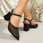 Heel Sandals for Women - Peep Toe Ankle Strap Dress Shoes, Comfortable Thick Heel for Office