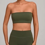 Padded Backless Bandeau Sports Bra Gym Women Crop Tube Top Seamless Yoga Top Sexy Workout Sportswear Push-up Fitness Underwear