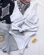 Sexy Adjustable Rings Cross Bandage Bikini Female Swimsuit Women Swimwear Two-pieces Bikini set Bather Bathing Suit Swim Lady