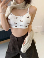Women'sBrief Sets Cute Dachshund Print Bra Set Wireless Comfortable Lingerie SetSoft Bralette for Daily Wear