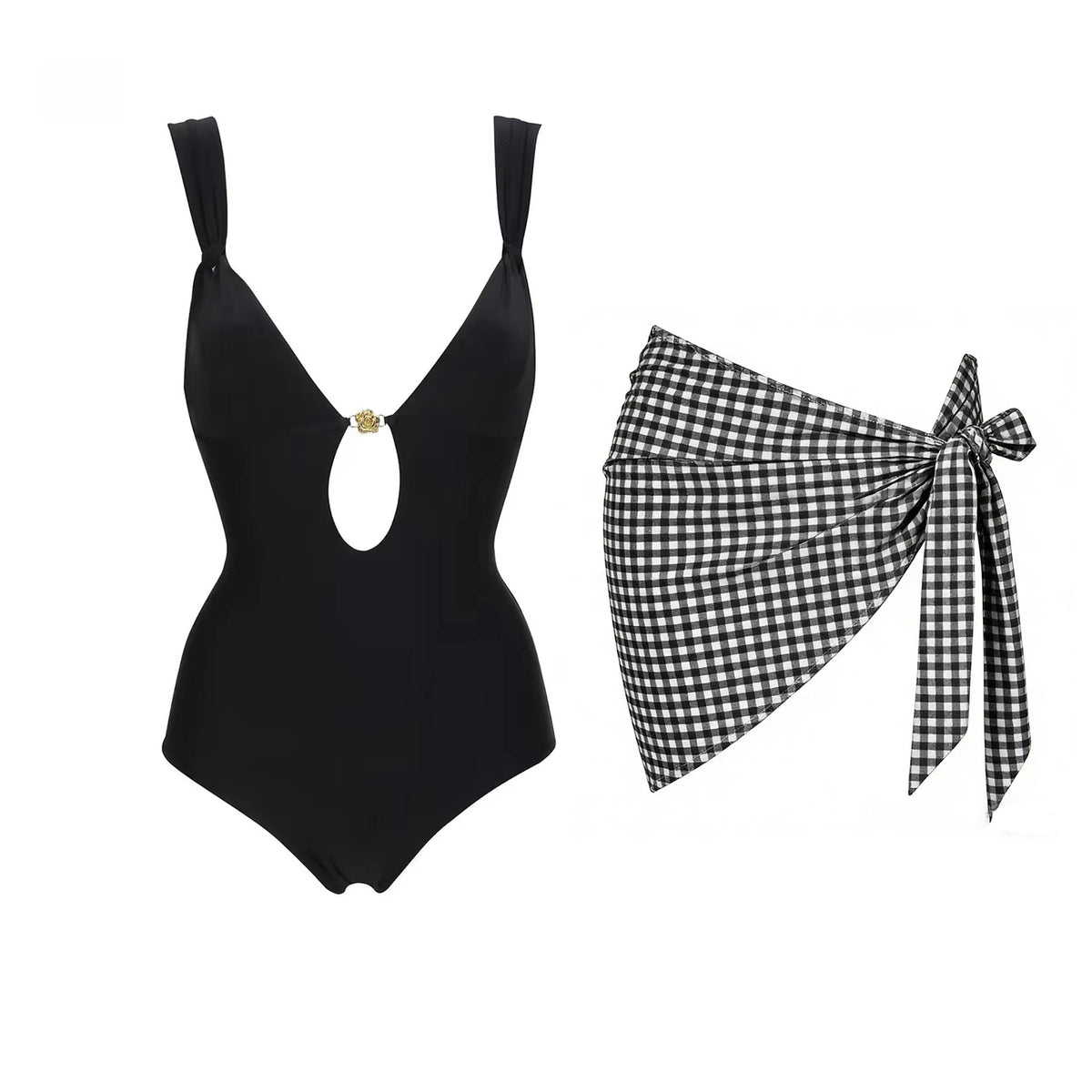 2026 2Pcs Sexy Women One Piece Swimsuit Female Push Up Swimwear BiquiniHigh Cut Monokini Solid Swim Suit Bathingsuit Beachwear