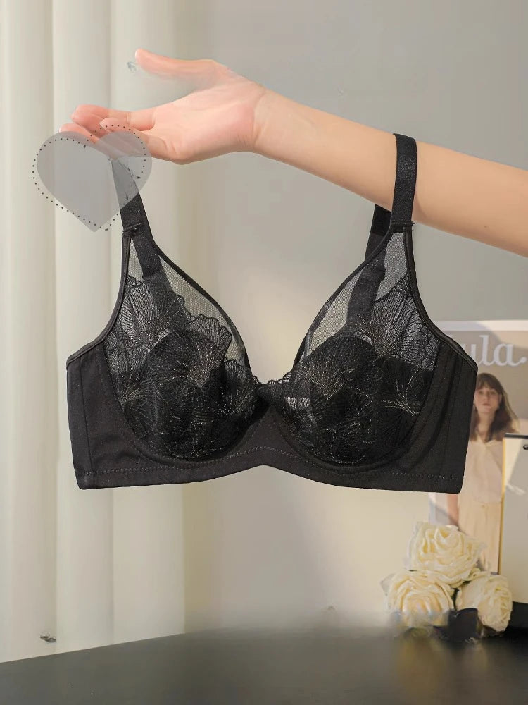 MOYISU French Pure Desire Sexy Rabbit Ears Cup Ultra-thin Underwear Women's Big Breasts Show Small Anti-sag Bra Cover Summer