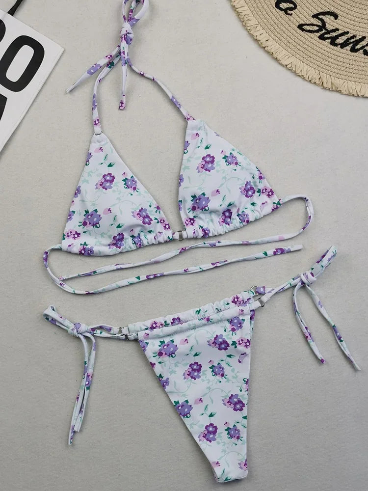 2025 Polka Dot Mini Micro String Bikini Women Swimsuit Female Bikinis Brazilian Swimwear Two Pieces Bikini Set Bathing Suit Swim