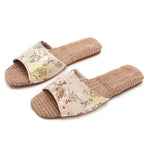 Breathable Indoor Linen Slippers For Women Men Home Floor Shoes Chinese Style Emrobidery Anti-slip Couples House Bedroom Slides