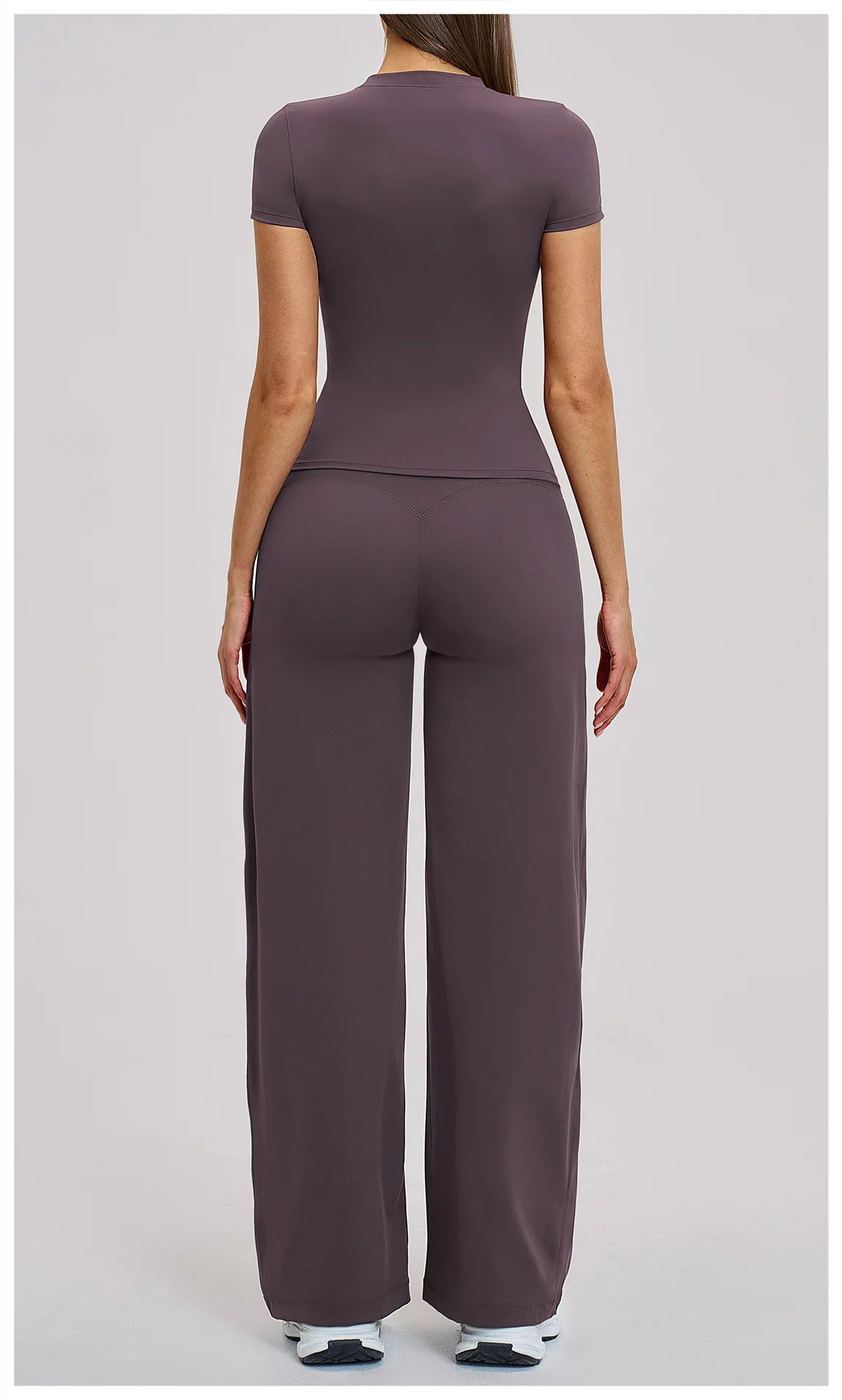 Yoga Set 2 Pieces Women's Tracksuit Short Sleeve O Neck Slim Sports T Shirts High Waist Flare Leggings Gym Running Fitness Suit